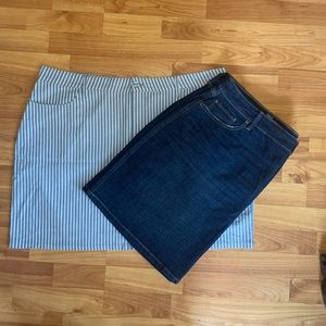 Two Skirts, One Price! Denim Skirt (20w) & Striped Skirt (2x)